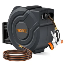 NEOTEC RETRACTABLE HOSE REEL 1/2 IN X 100 FT WALL MOUNTED G301230-01 - DARK GRAY