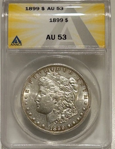 1899 P Morgan Silver Dollar ANACS AU53 Key Date/Only 330k Minted