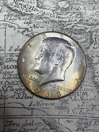 1968 D 40% Silver Kennedy Half BU Gorgeous Toning  - KH04