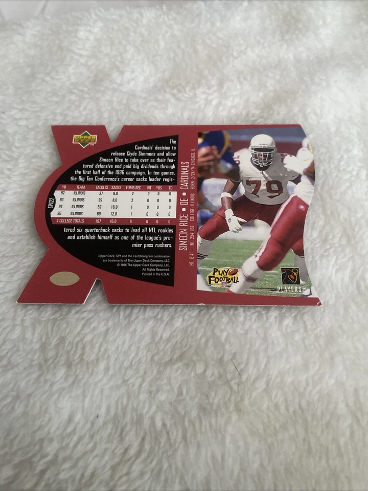 Simeon Rice 1996 Upper Deck SPX Rookie Football Card SPX22 Arizona Cardinals - Image 2 of 2
