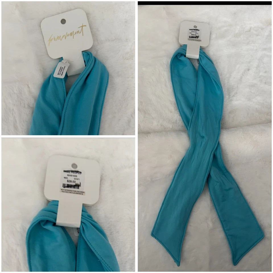 Free People Blue Headband Bundle Blue Paisley Plain Blue Multicolor Stretch NWT - Image 4 of 4