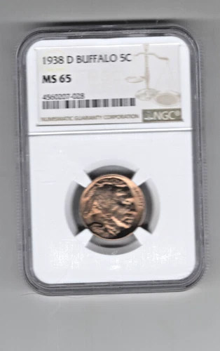 1938 D BUFFALO 5C  GRADED MS 65 BY NGC THE LAST BUFFALO NICKEL