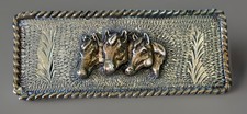 Vintage HORSES Custom Plated Cowboy Belt Jacket Screw Back Lapel Adornment USA