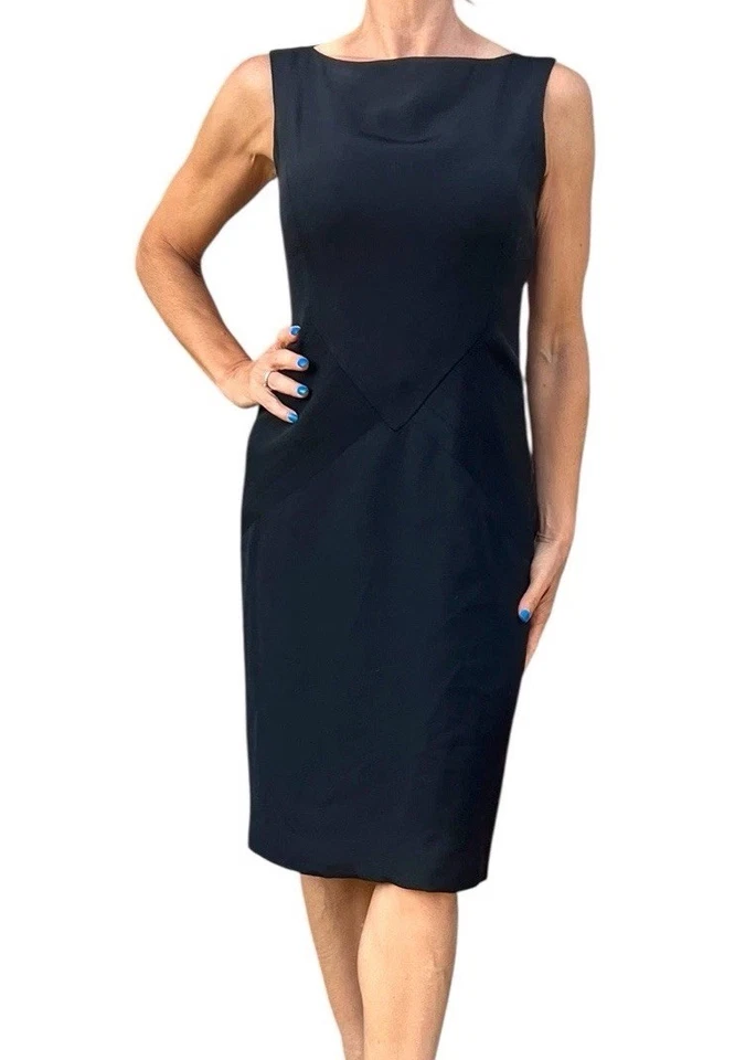 Ralph Lauren Etiqueta Negra LBD Mujer 4 Seda Sin Mangas Funda Cóctel Hasta la Rodilla Foto 4 de 4