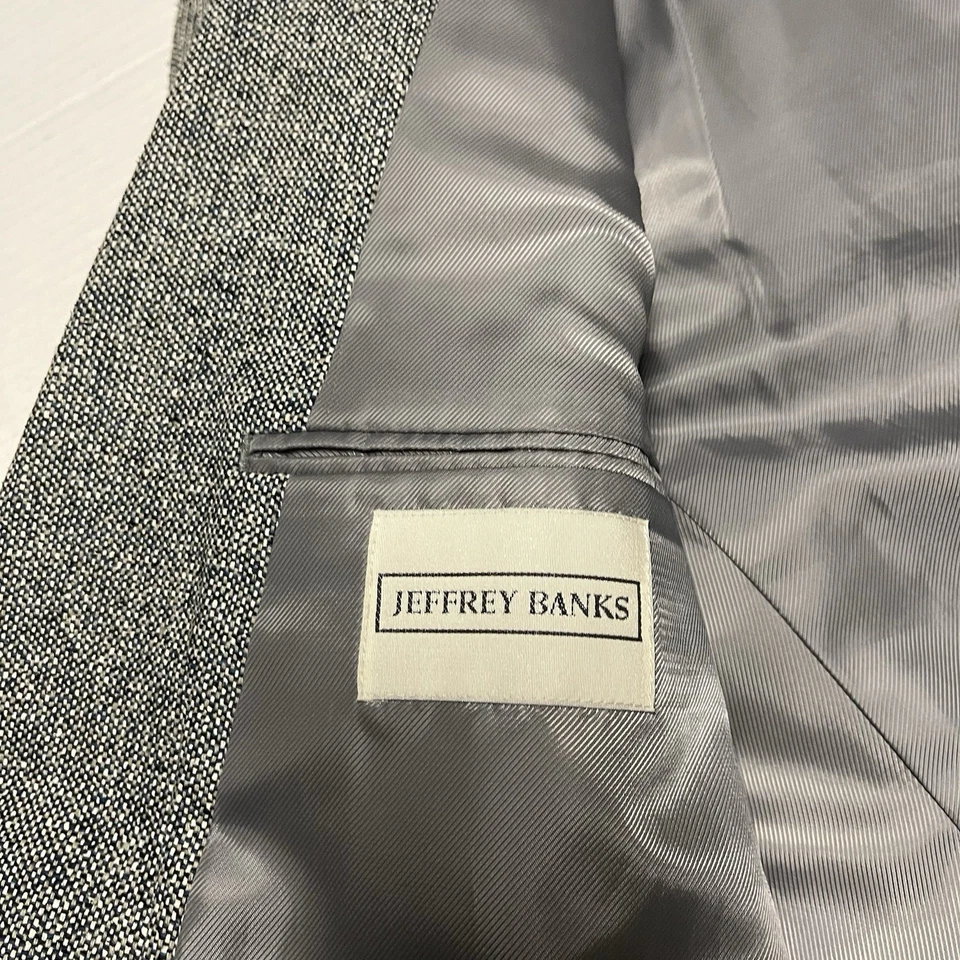 Jeffrey Banks Men's 42L 100% Silk Blazer Sport Coat Gray Classic Suit Jacket - Image 4 of 4