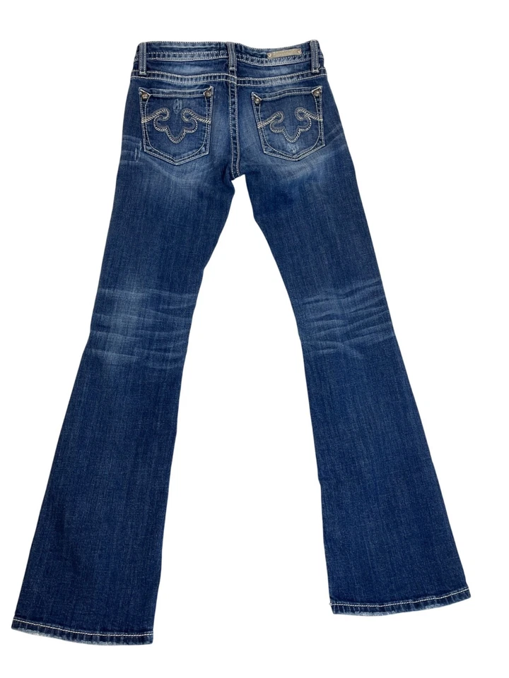 Be Rocks For Express Women's Blue  Medium Wash Rock Revival Bootcut Jeans Sz 2R - Image 2 of 4