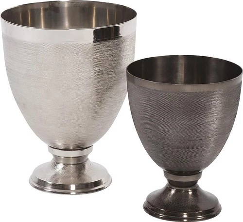 Regal Textured Silver Goblet Aluminum Vase 11H - Picture 3 of 3
