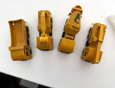 4pc Yellow/Black Plastic Toy Construction Vehicles Dump Excavator Mixer Crane