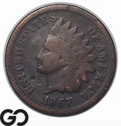 1867 Indian Head Cent Penny, Scarcer Semi-Key Date