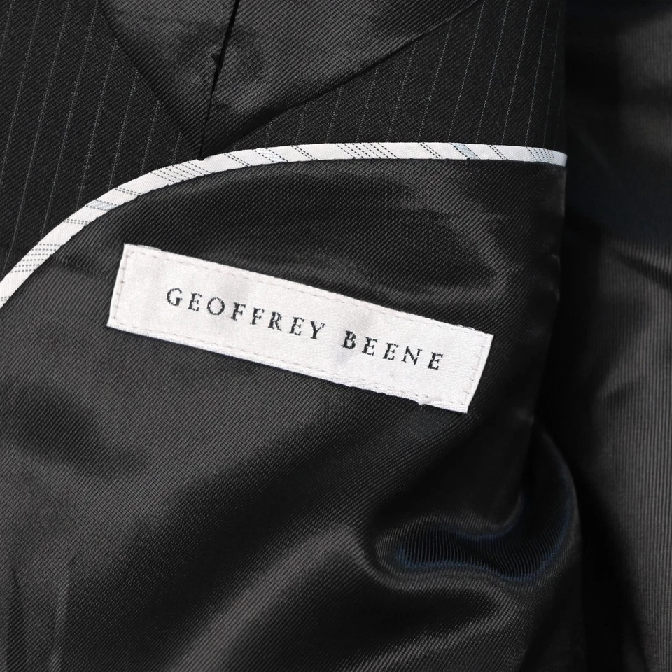 Geoffrey Beene 42R 36x32 黑色条纹男式夹克裤子套装 — 第 4/4 张图片