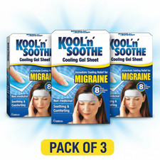 Image of 3x Kool n Soothe Cooling Migraine Headache Pain Relief Gel 4 Sheets (12 Pads)-UK