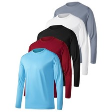 Men's Long Sleeve Athletic Shirts 5-Pack XL Moisture Wicking Sun Protection