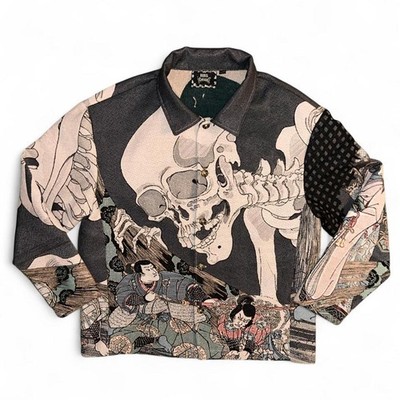 Rebel Vengeance Japanese Samurai Skull Tapestry Jacket