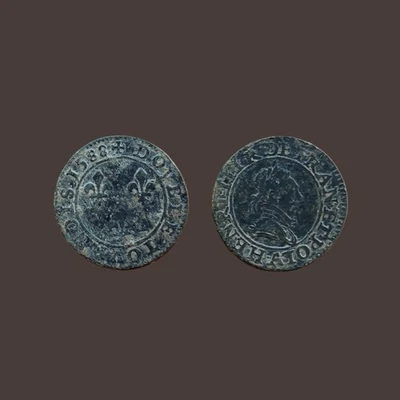 R1504 Monnaie Royale Française Henri III Double Tournois 1588 A Paris - Photo 1/3