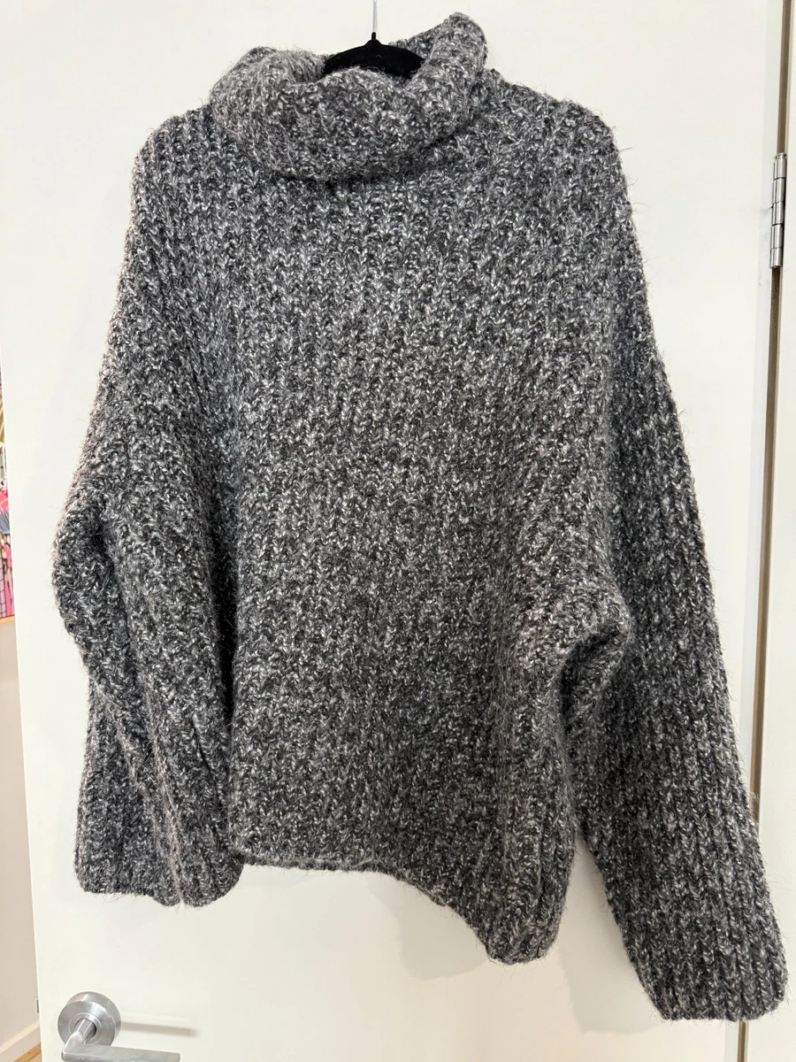 Zara Grey Oversized Turtleneck Sweater - Size Small