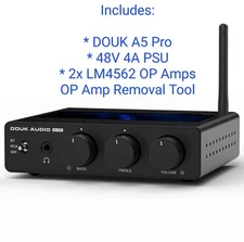 Douk A5 Pro Amplifier Bluetooth 300W Class D TPA3255 48V 4A PSU + LM4562 op Amps