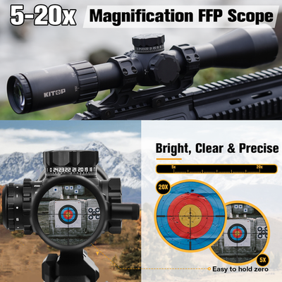 KiTOP Optics 5-20x50mm Rifle Scope FFP w/ Illuminated Crosshair