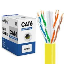 Cmple 1000ft Cat 6 Lan Ethernet Cable Yellow | Unshielded | CMR Riser 23AWG UTP