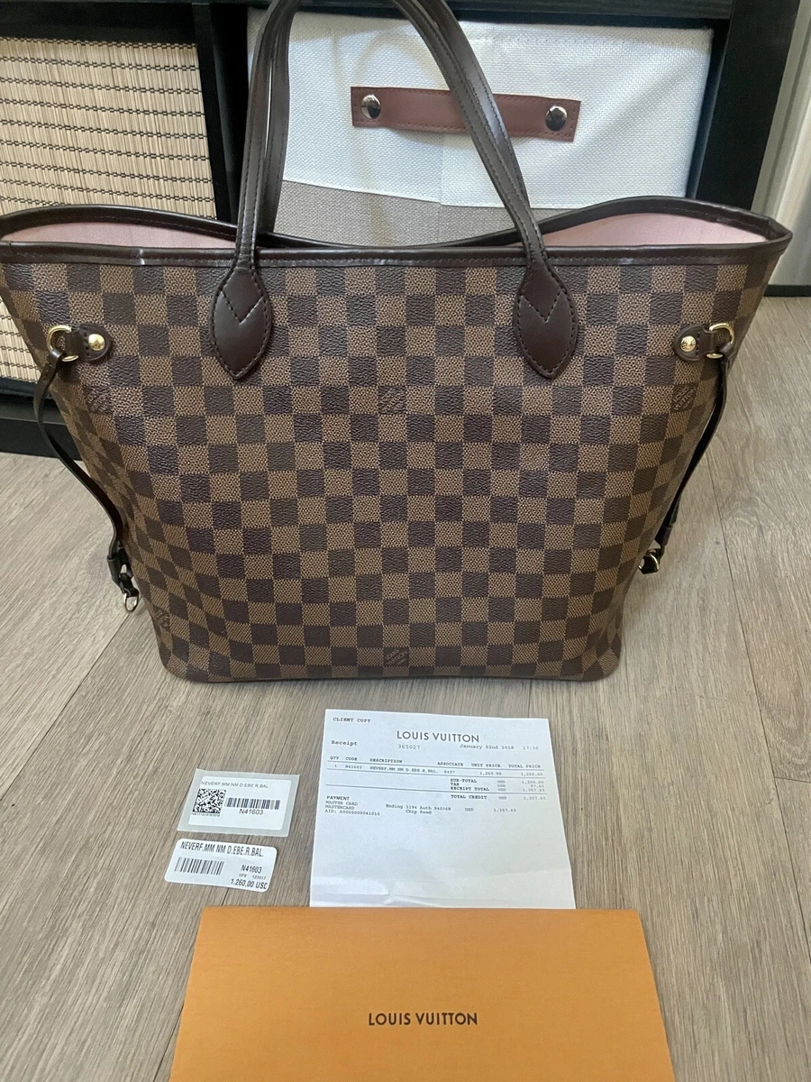 Louis Vuitton Neverfull MM Pouch damier ebene rose ballerine