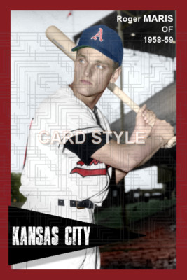Roger Maris - c 1958-59 Kansas City Athletics - choose a style - colorized print