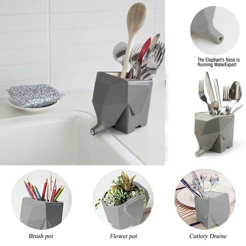 Escurridor de cubiertos de cocina soporte de vajilla Jumbo elefante pluma organizador maceta - Imagen 13 de 15
