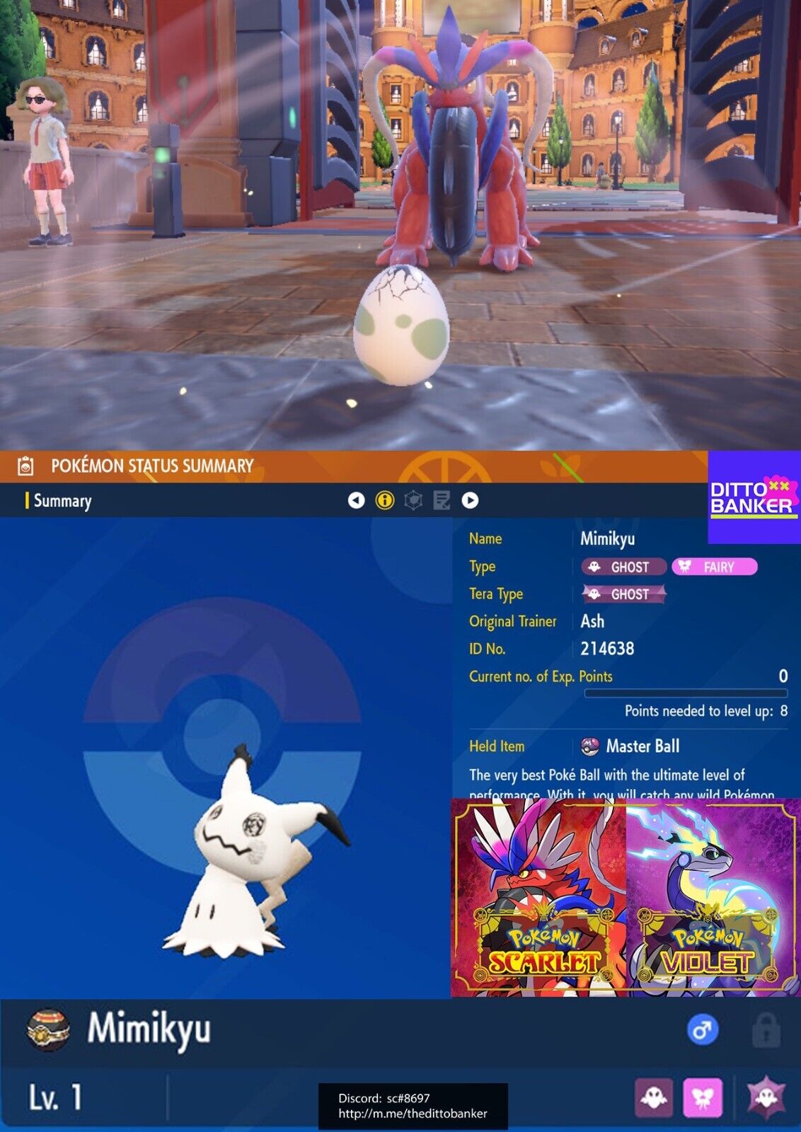 MIMIKYU POKEMON SCARLET VIOLET ✨ SHINY EGG 6 IV ✨ CUSTOM AVAILABLE ✨