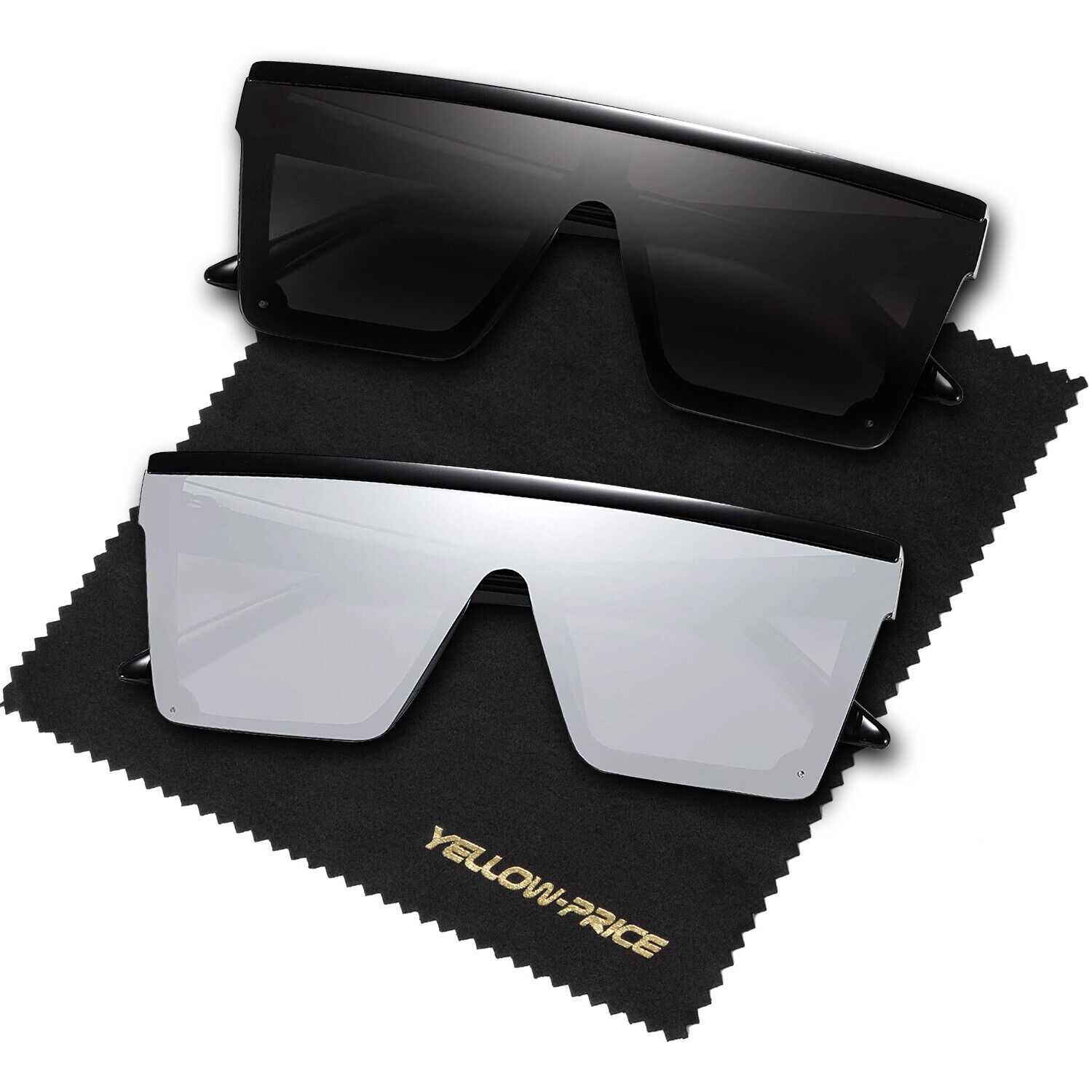 Women Men Flat Top Shield Sunglasses Oversized Square Rimless Shades UV HD  Lens