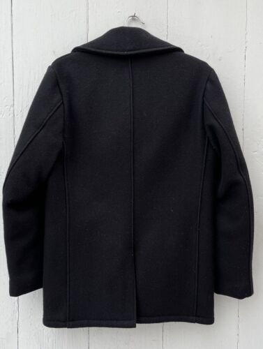 Classic Schott US 740N Black Wool Pea Coat Jacket Made in USA Men’s 36 Small - Picture 2 of 5