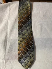Vintage Bergamo New York Tie men’s Brown/blue Geometric necktie X- long Tall