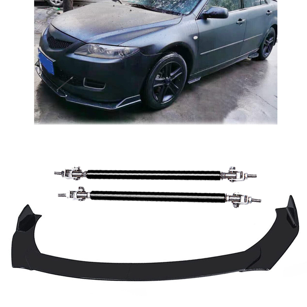 GARAGE VARY FRONT LIP SPOILER + FRONT SPLITTER SET FOR MAZDA3 BP 20-3009 - Black Hawk Japan