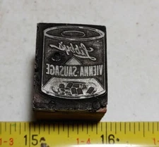Vintage Letterpress Printing Block Libby's Canned Vienna Sausage Advertising