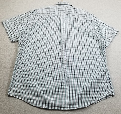 Van Heusen Button Up Shirt Men 2XL XXL Blue Black Check Short Sleeve Work Casual - Picture 3 of 8