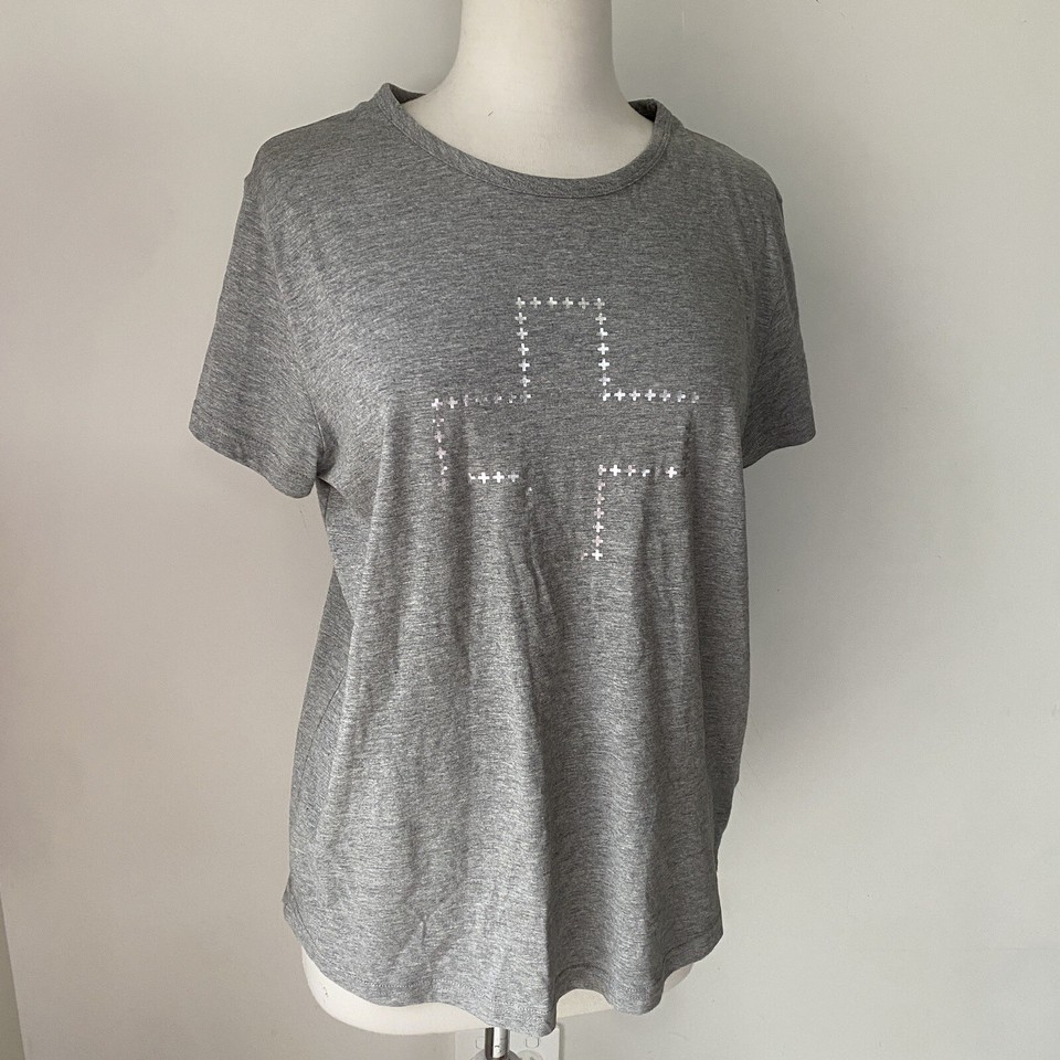 STELLA & GEMMA White Cross Band Tee Sport T-Shirt Top Size Small