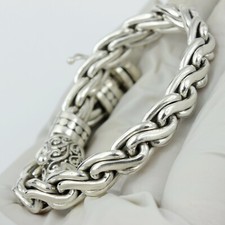 Men /Women 925 Sterling Silver 8 mm Thick Twist Silver Chain Hand Bracelet 7.7"