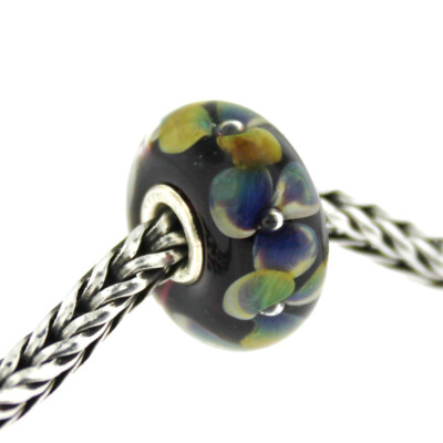 Authentic Trollbeads Glass 61404 Flowers on Indigo *0