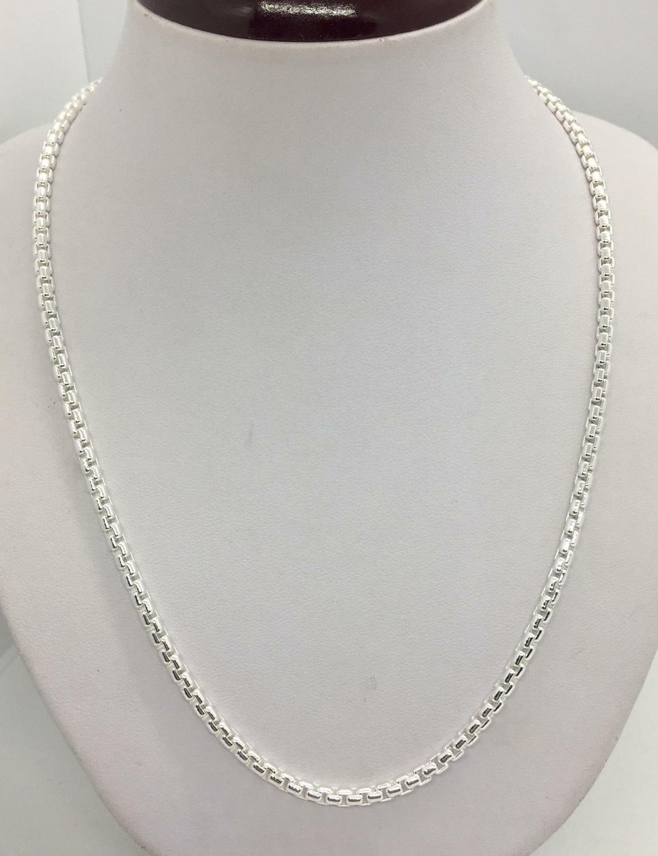 925 Sterling Silver 3mm Men's Women's rounded box chain
