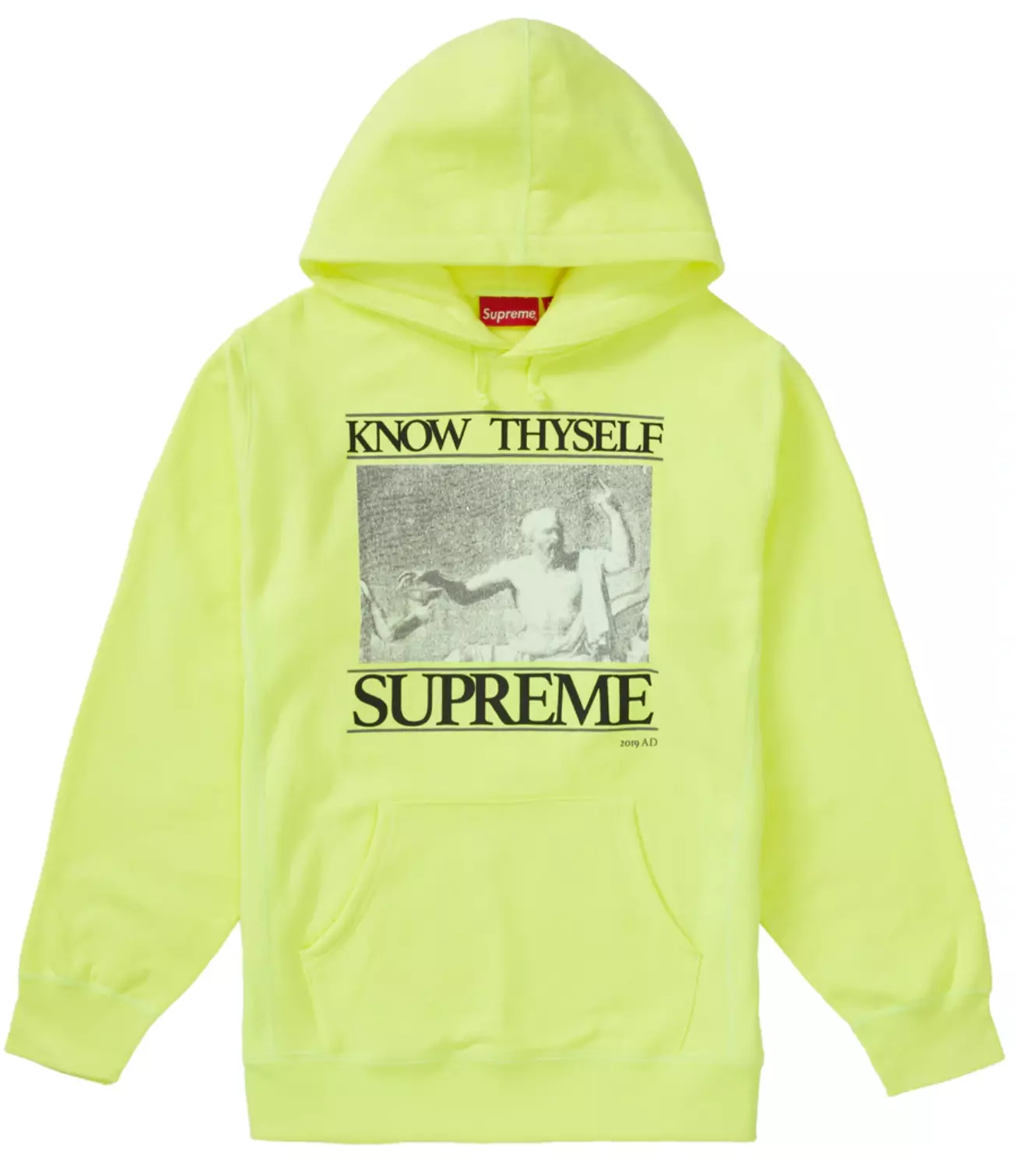 Neuf ! Sweat à capuche Supreme S/S 19 Know Thyself (jaune vif) Large