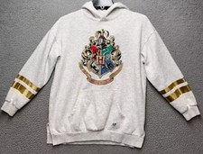 HM Harry Potter Hoodie Youth Girls Large 14 Gray Pullover Sweatshirt FLAW