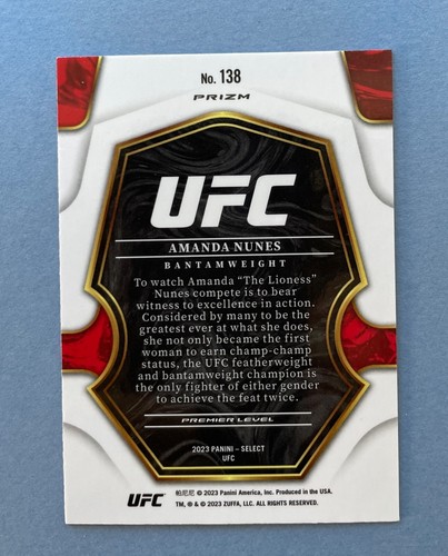 2023 Panini Select UFC Amanda Nunes Premier Naranja Flash Prizm #138 - Imagen 2 de 2