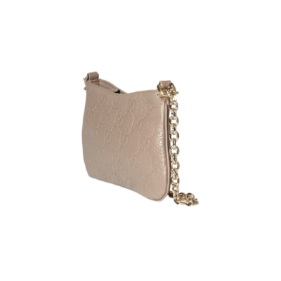 GUCCI GG Emblem Small $1580 Taupe Leather Shoulder Bag New