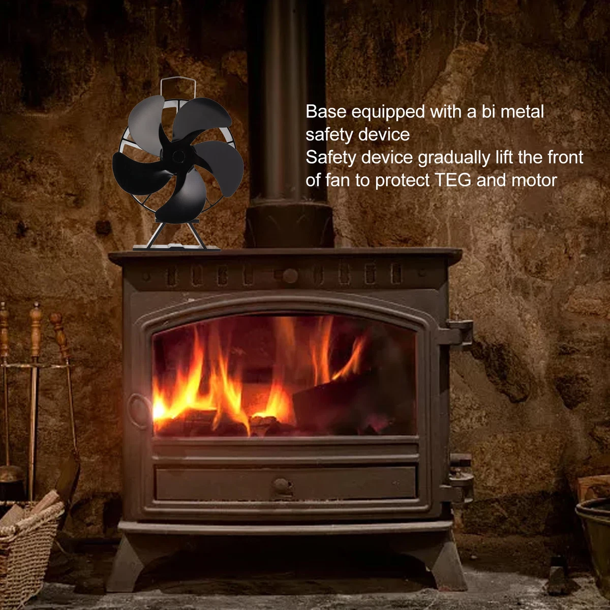 EC Heat Powered Stove Fan 5 Blades Wood Burning Fireplace Fan Circulate Warm  | eBay