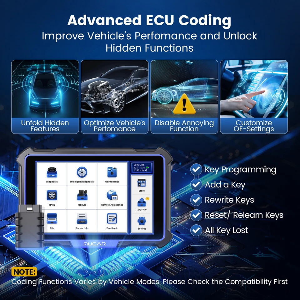 Leitor de código bidirecional MUCAR VO8 OBD2 chave scanner todo sistema ferramenta de diagnóstico - Imagem 3 de 4