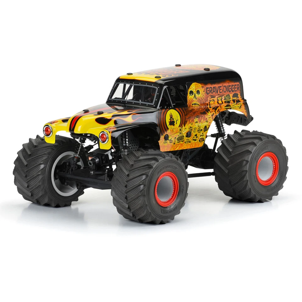 Pro-Line 3593-12 1/10 Grave Digger Fire Red Painted Body Set for Losi LMT - Image 2 of 4