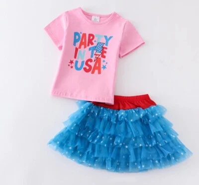NEW Boutique 4th of July Party in the USA Girls Tutu Skirt Outfit - Image 1 of 4