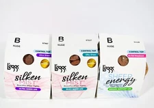 3 L'eggs Sheer Energy/Silken Mist Control Top Sheer Toe Tights NUDE Size B