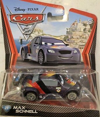 2010 Disney Pixar Cars 2 Diecast Vehicle Max Schnell #21 Mattel Sealed ...
