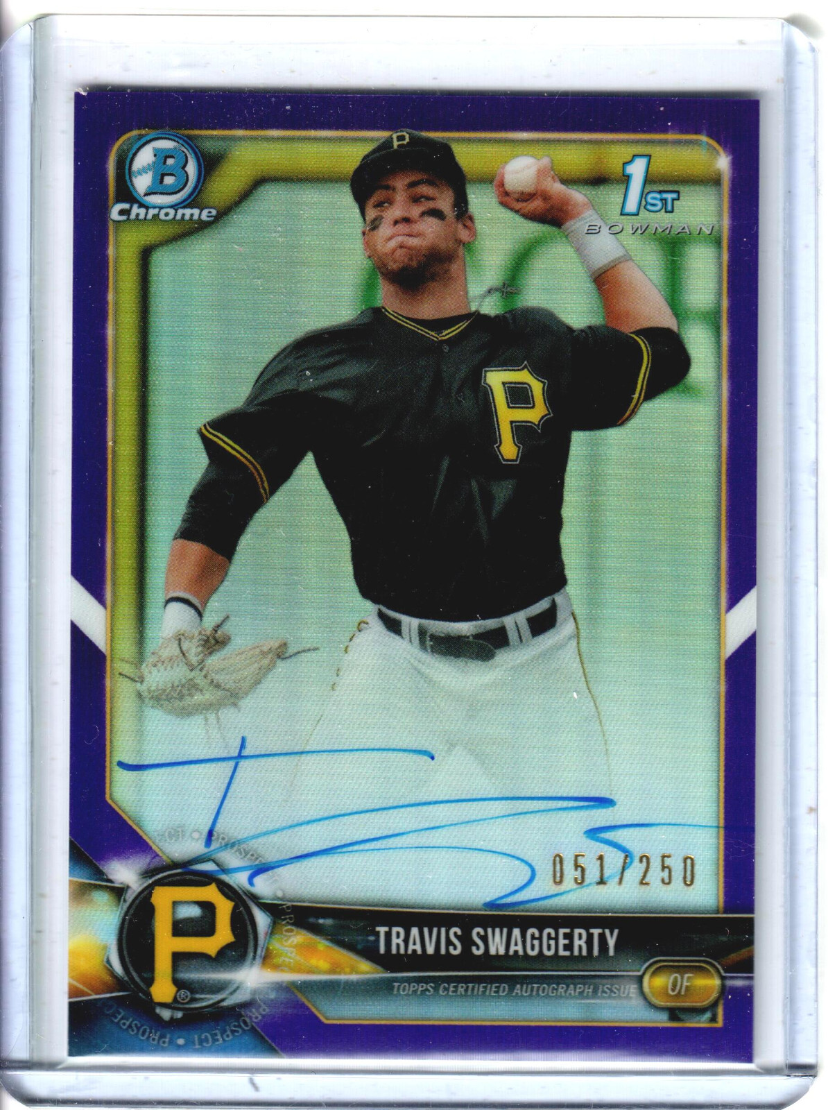 2018 Bowman Chrome Draft Travis Swaggerty Purple Refractor Auto 051/250 1st