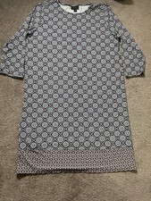J Jill Wearever Collection Dress Medium Women’s Floral Stretch 3/4 Sleeve Blue