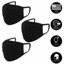 3 Pack | 5 Pack Cotton Face Masks Adult Fashion Black Reusable Washable Unisex