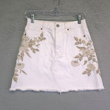 Abercrombie Fitch Skirt Womens 26/2 Zoe Natural Rise Vintage A Line Embroidered